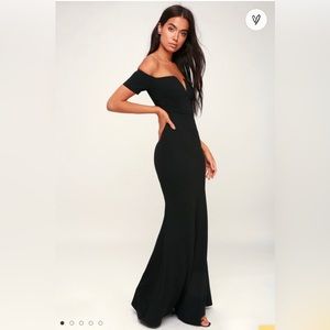 LULUS Lynne Off The Shoulder Black Maxi Dress